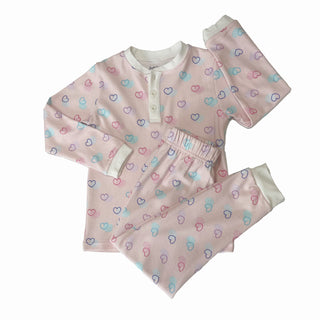 100% Organic Cotton Two Piece Pyjama Set with Hearts For Kids - SofiaMila