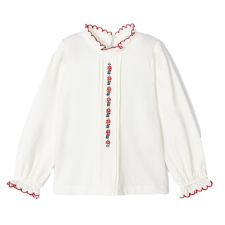 Embroidered Red Knit Blouse For Kids - SofiaMila