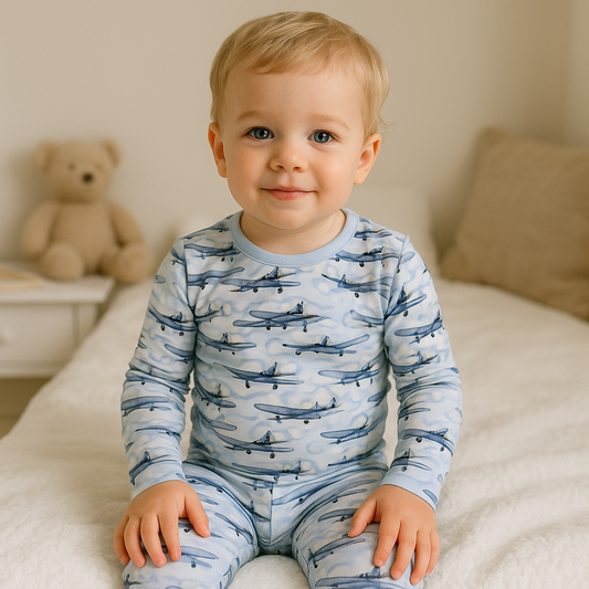 Bamboo Two-Piece Pajama Airplane
