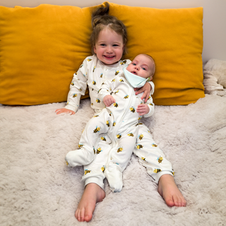 100% Organic Cotton Convertible Pyjama Bee Print For Babies - SofiaMila
