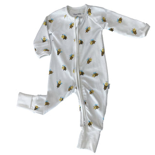 100% Organic Cotton Convertible Pyjama Bee Print For Babies - SofiaMila