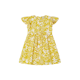 Yellow Printed Dress With White Flowers - SofiaMila