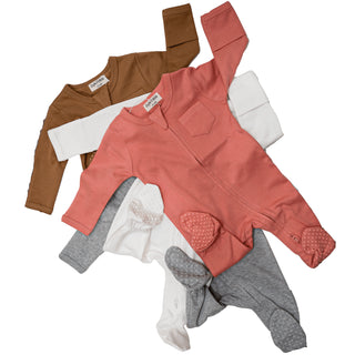 100% Organic Cotton Baby Zippered Romper with Foot Brakes and Pocket - SofiaMila