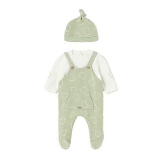 Green Overall Bodysuit With Hat Set - SofiaMila