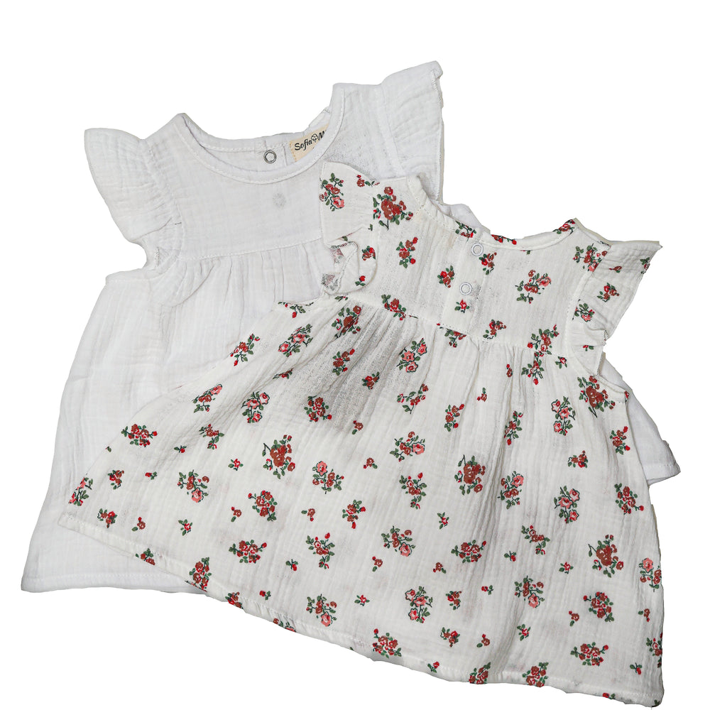 CHILDREN'S FLORAL MUSLIN CLOTH (SET OF 3) - White