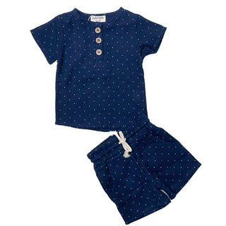 Boys Navy Polka Dot Shorts and Shirt Set For Kids and Babies - SofiaMila