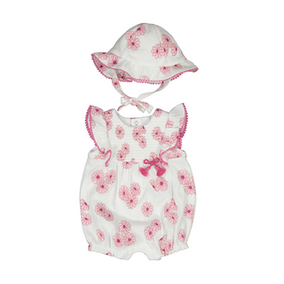 Knit Pink Flower Overall with Cap Set - SofiaMila