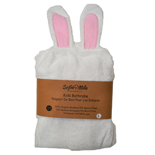 Organic Bamboo Viscose Bath Robe With Bunny Ears For Kids (2-9T) - SofiaMila