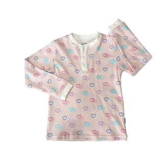 100% Organic Cotton Two Piece Pyjama Set with Hearts For Kids
