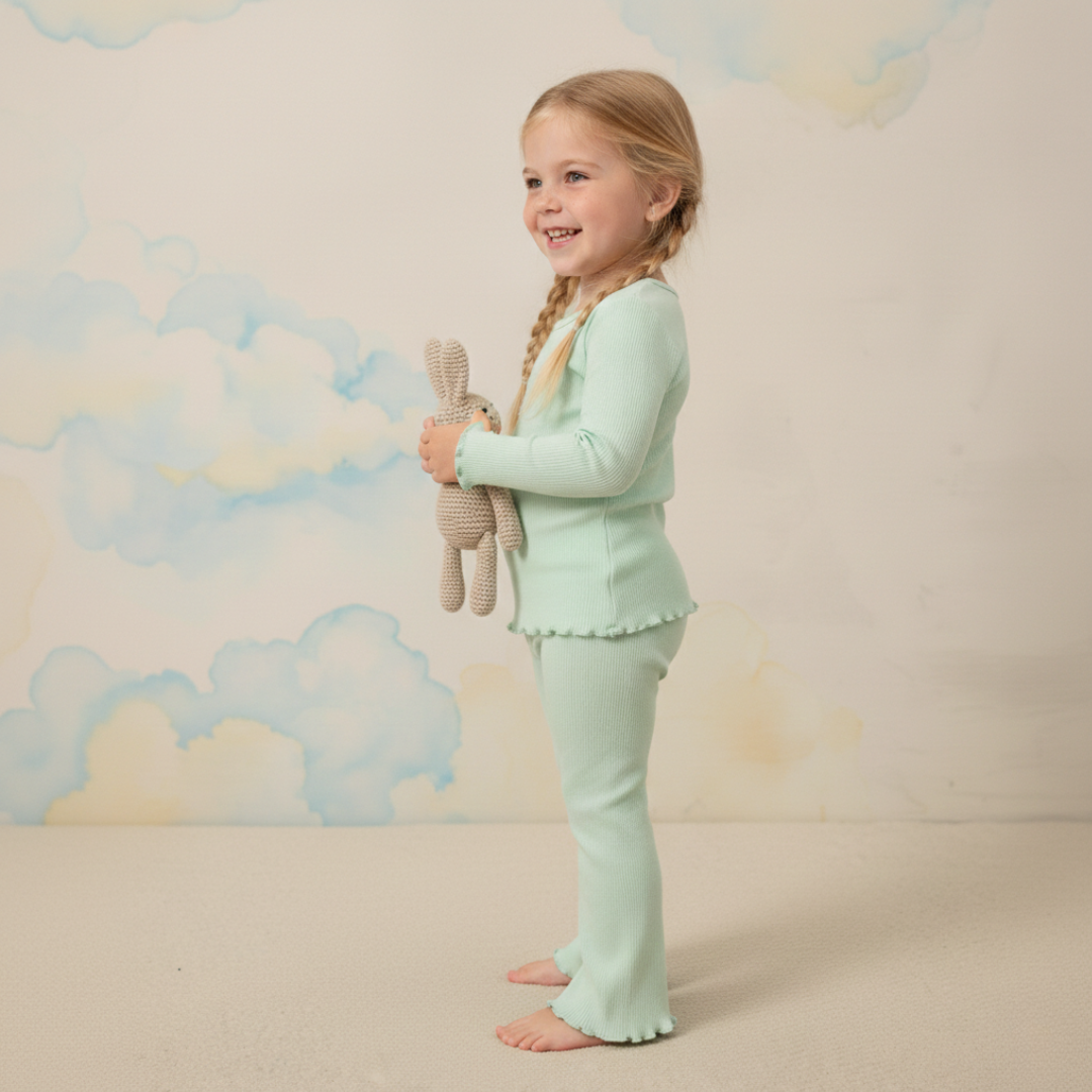 Organic Ribbed Cotton Long Sleeve Lounge Set