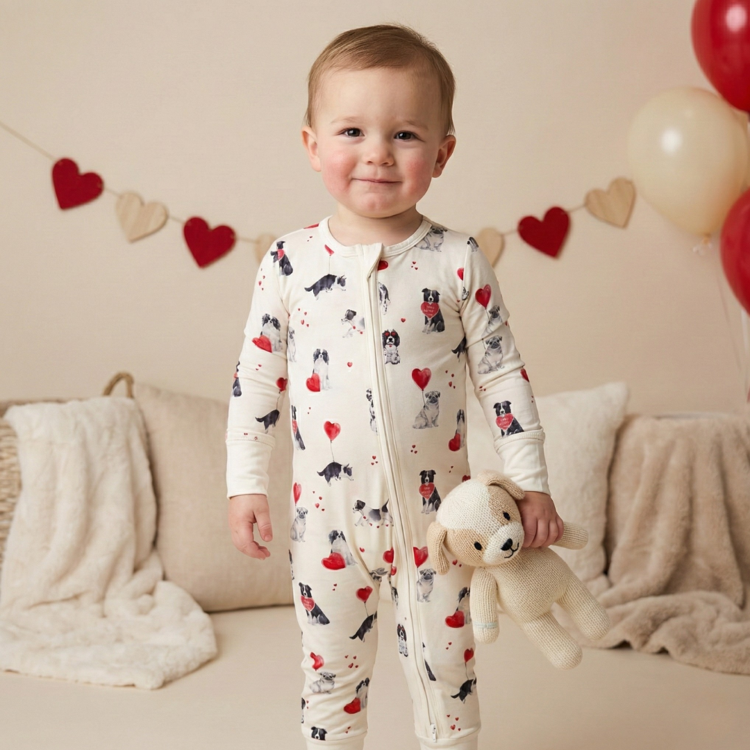 Bamboo Zippy Pajama Puppy Valentine
