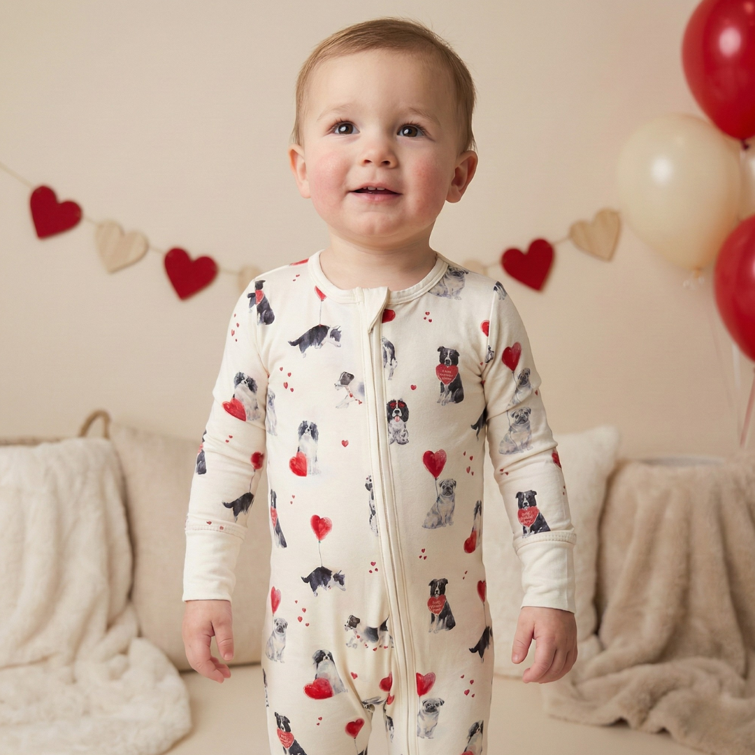 Bamboo Zippy Pajama Puppy Valentine