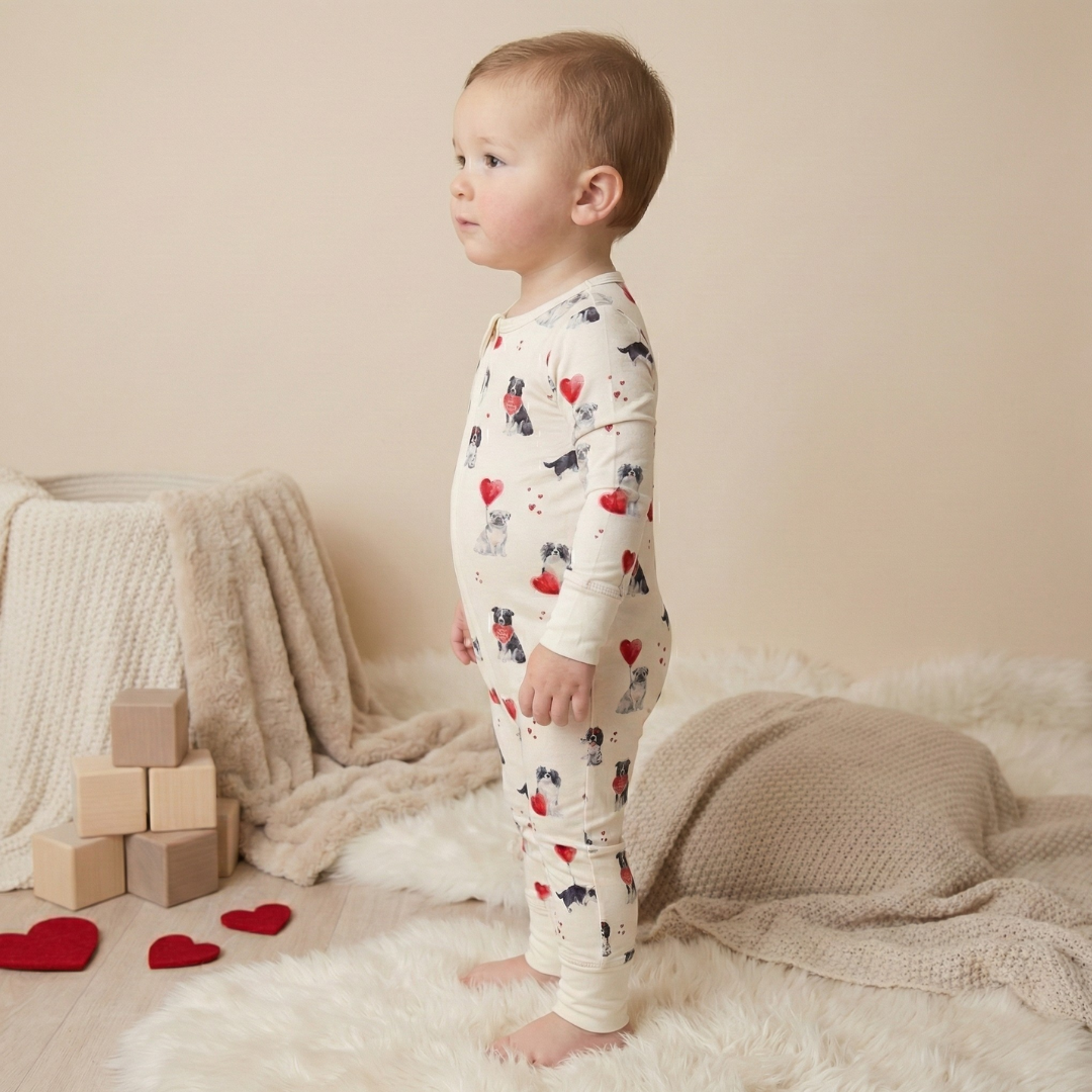 Bamboo Zippy Pajama Puppy Valentine