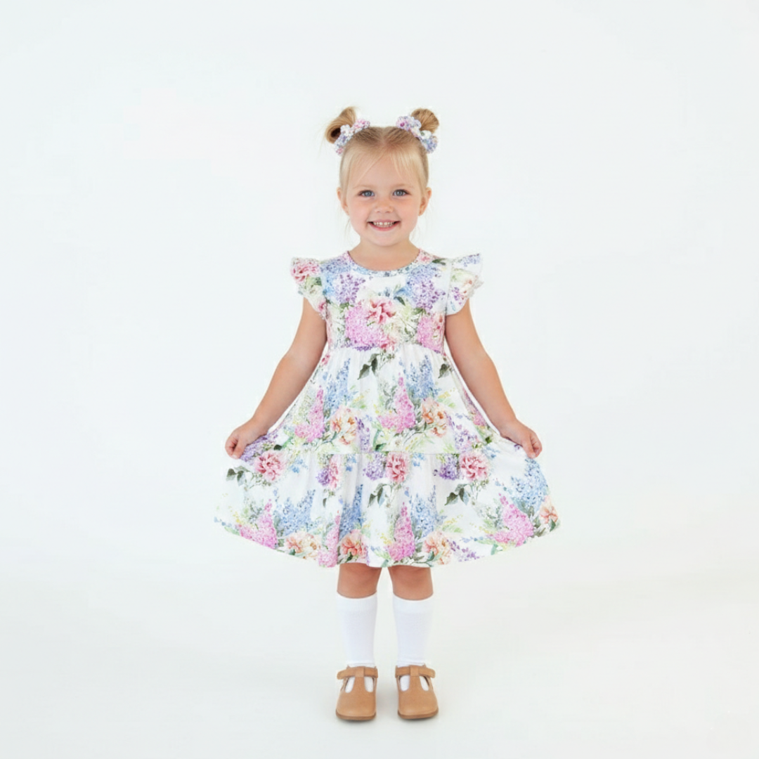 Organic Cotton Ruffle Sleeveless Dress Wildflower Whimsy