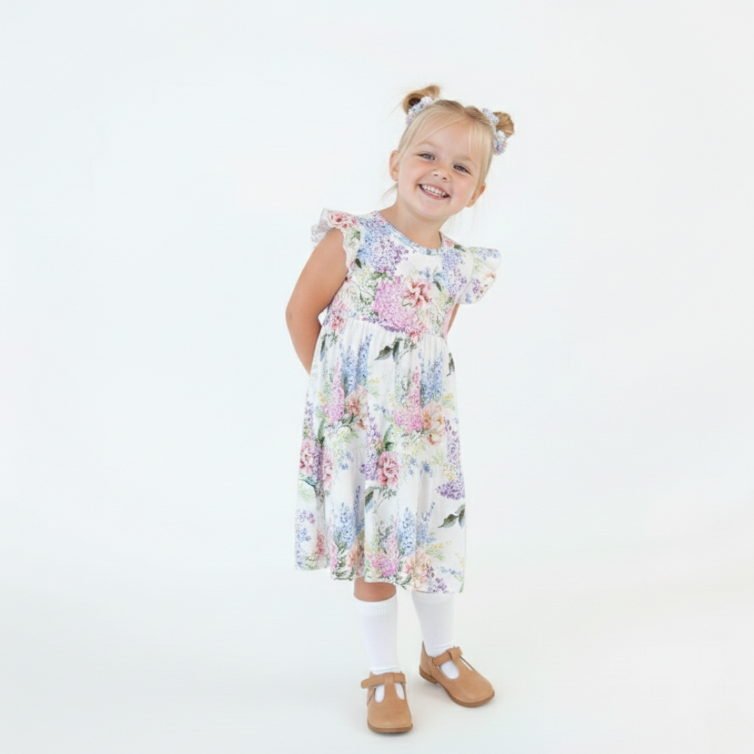 Organic Cotton Ruffle Sleeveless Dress Wildflower Whimsy