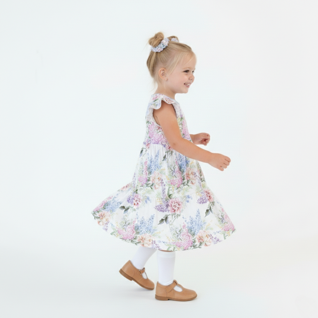 Organic Cotton Ruffle Sleeveless Dress Wildflower Whimsy