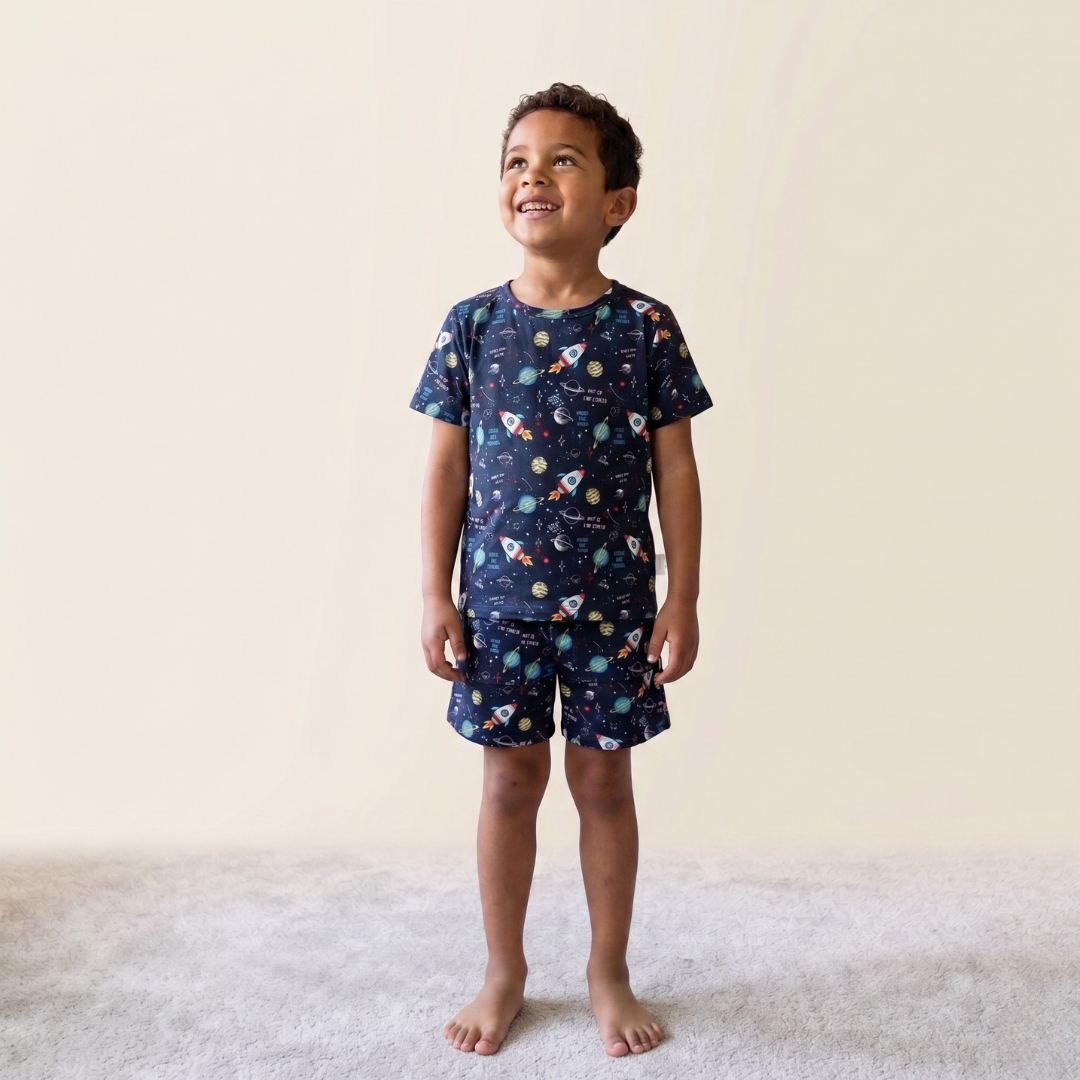 Bamboo Short Sleeve Two-Piece Set Galactic Dreams