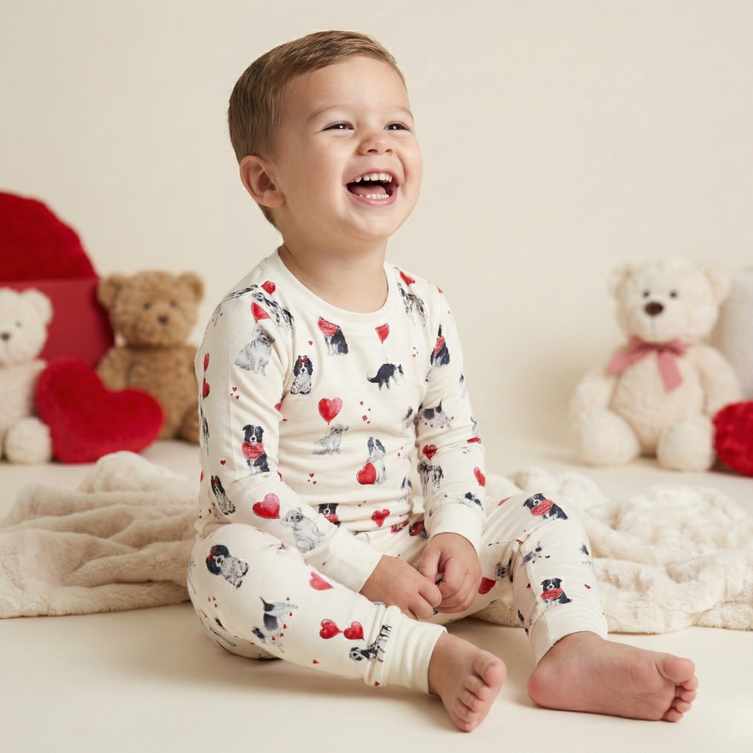 Bamboo Two Piece Pajama Puppy Valentine
