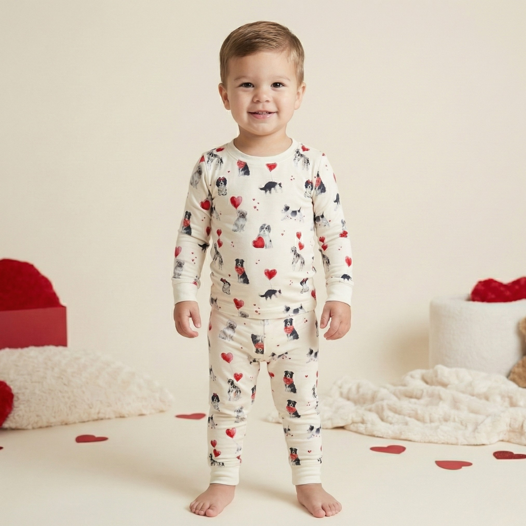 Bamboo Two Piece Pajama Puppy Valentine