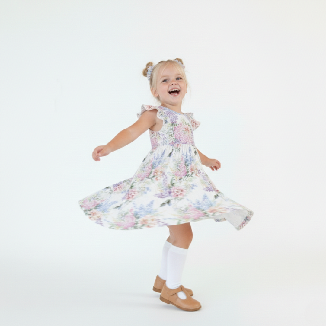 Organic Cotton Ruffle Sleeveless Dress Wildflower Whimsy