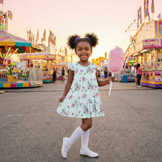 Organic Cotton Ruffle Sleeveless Dress Butterfly Garden