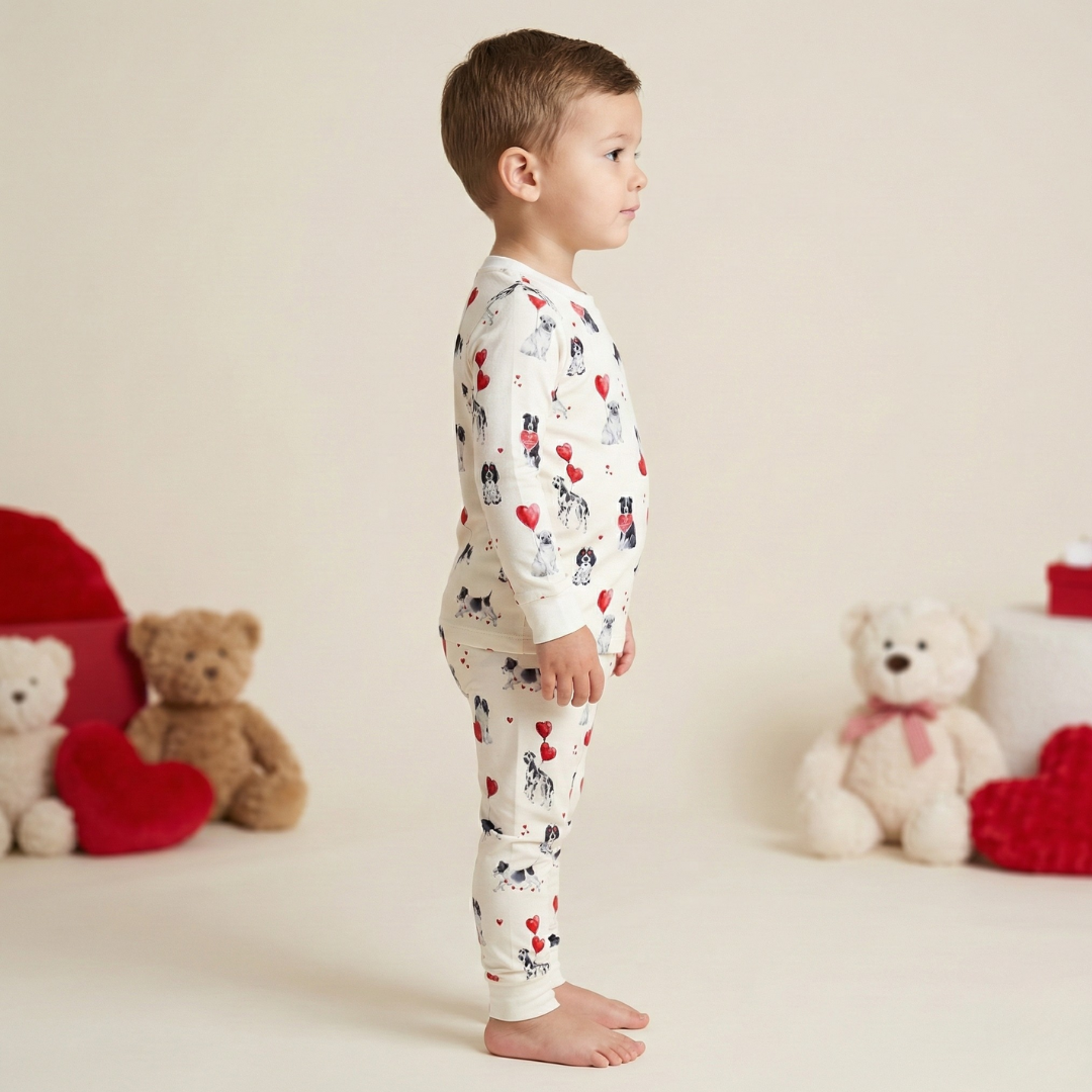 Bamboo Two Piece Pajama Puppy Valentine