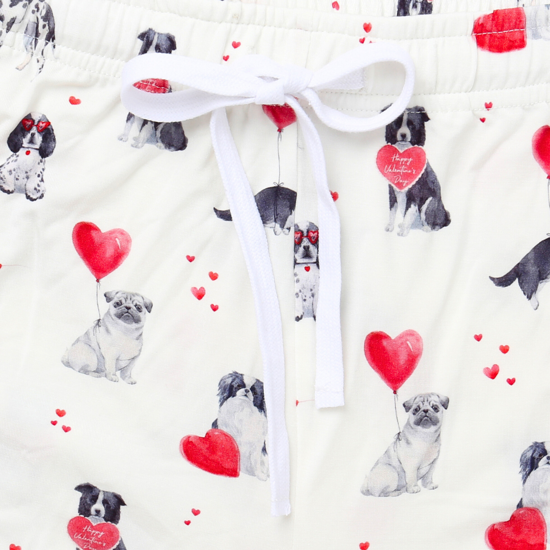 Men's Adult Bamboo Two-Piece Pajama Puppy Valentine