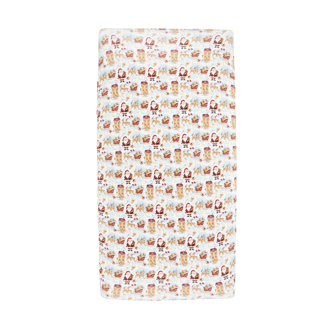 Bamboo Fitted Crib Sheet Santa’s Sleigh