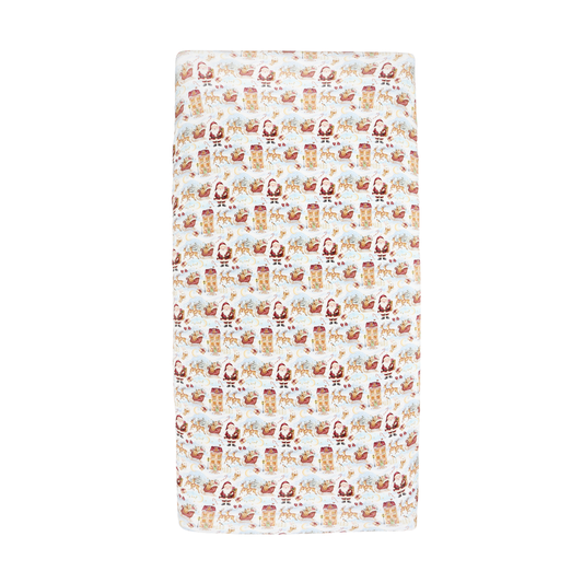 Bamboo Fitted Crib Sheet Santa’s Sleigh