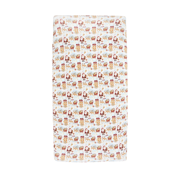 Bamboo Fitted Crib Sheet Santa’s Sleigh