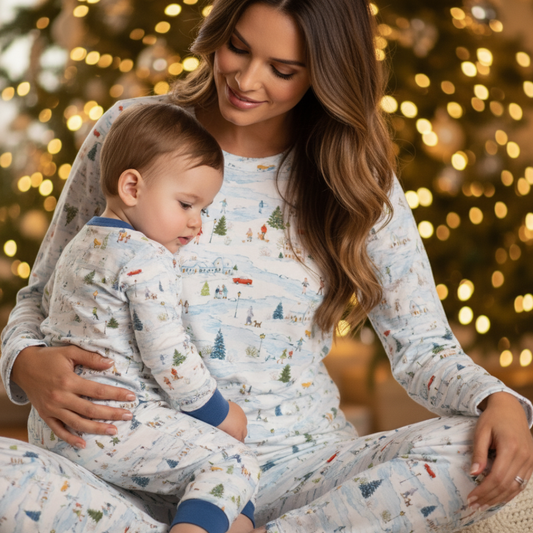 Women's Adult Bamboo Two Piece Winter Village