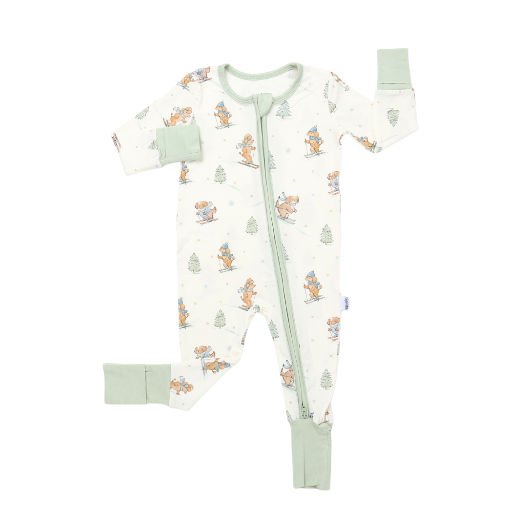 Bamboo Zippy Pajama Ski Pups