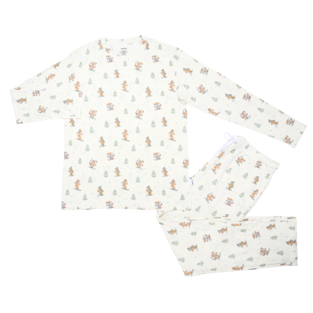 Men's Adult Bamboo Two-Piece Pajama Ski Pups