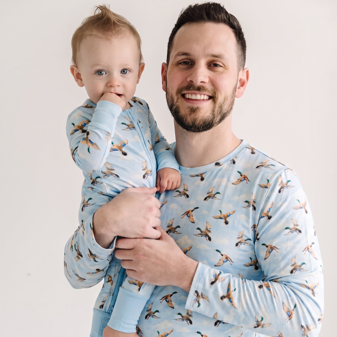 Unisex Adult Bamboo Pajama Set Mallard Skies