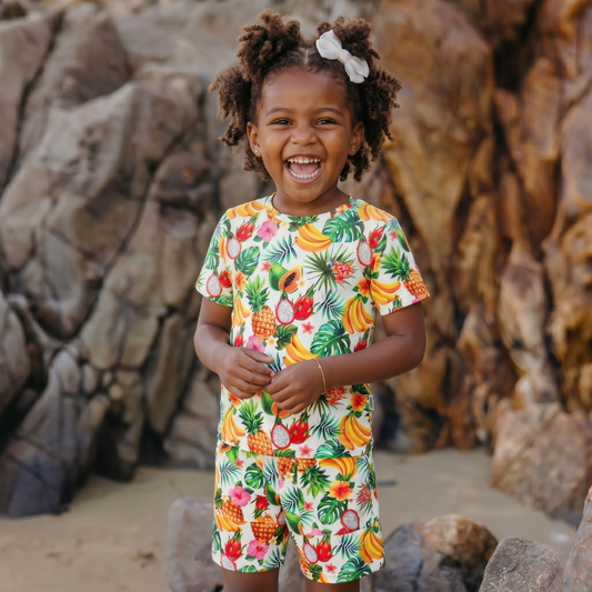 Bamboo Short Sleeve Two-Piece Set Tropical Fruit