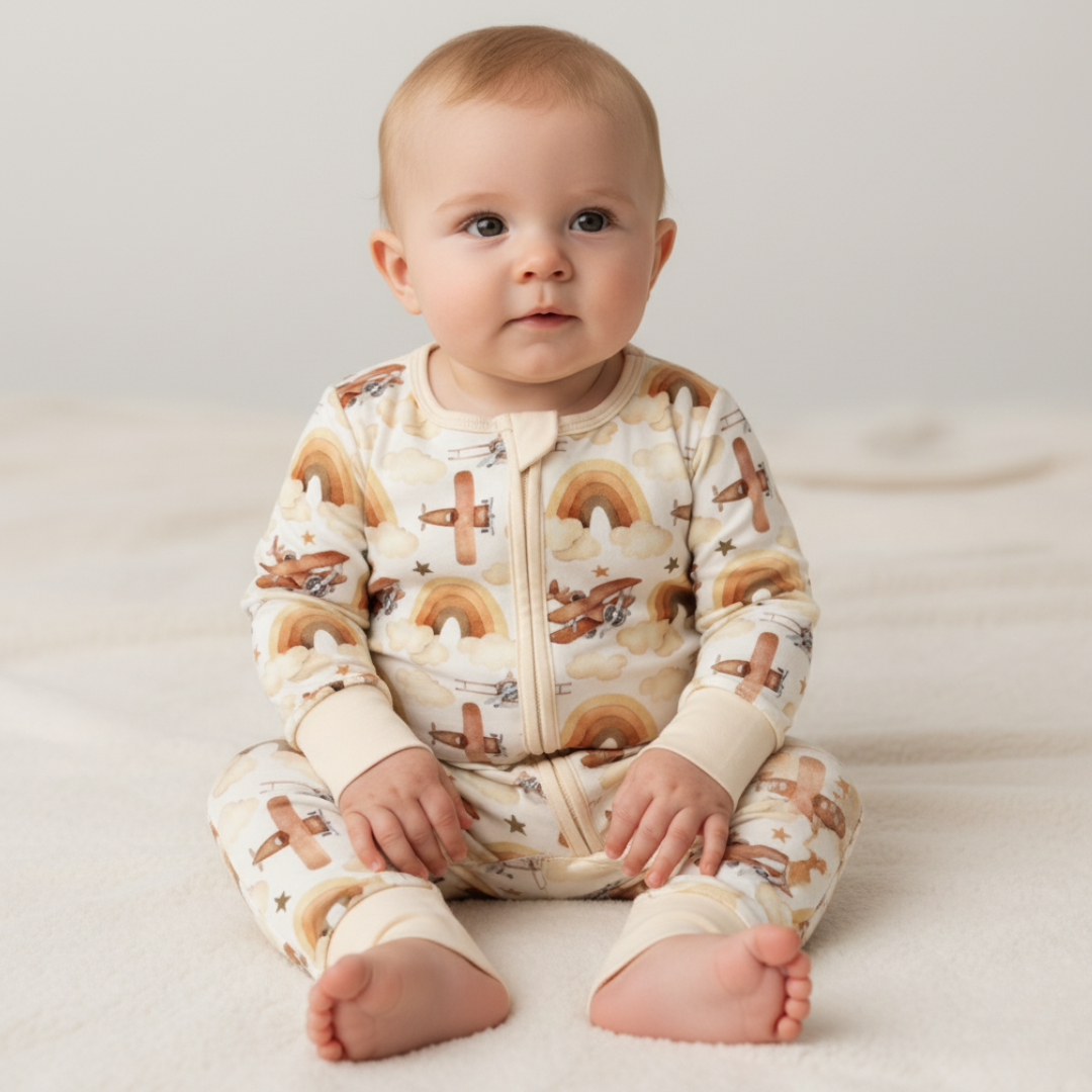 Bamboo Zippy Pajama Neutral Skies