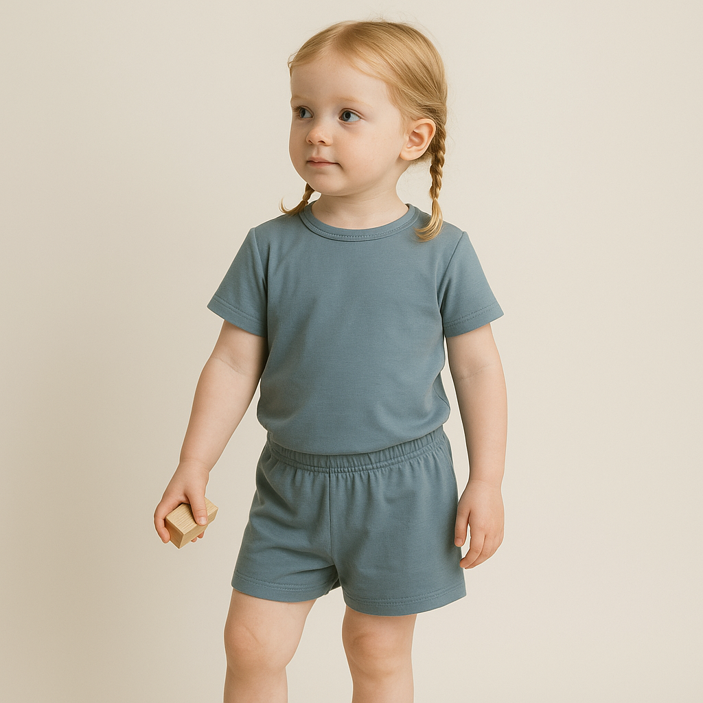 Bamboo Shorts & T-Shirt Set Coastal Mist