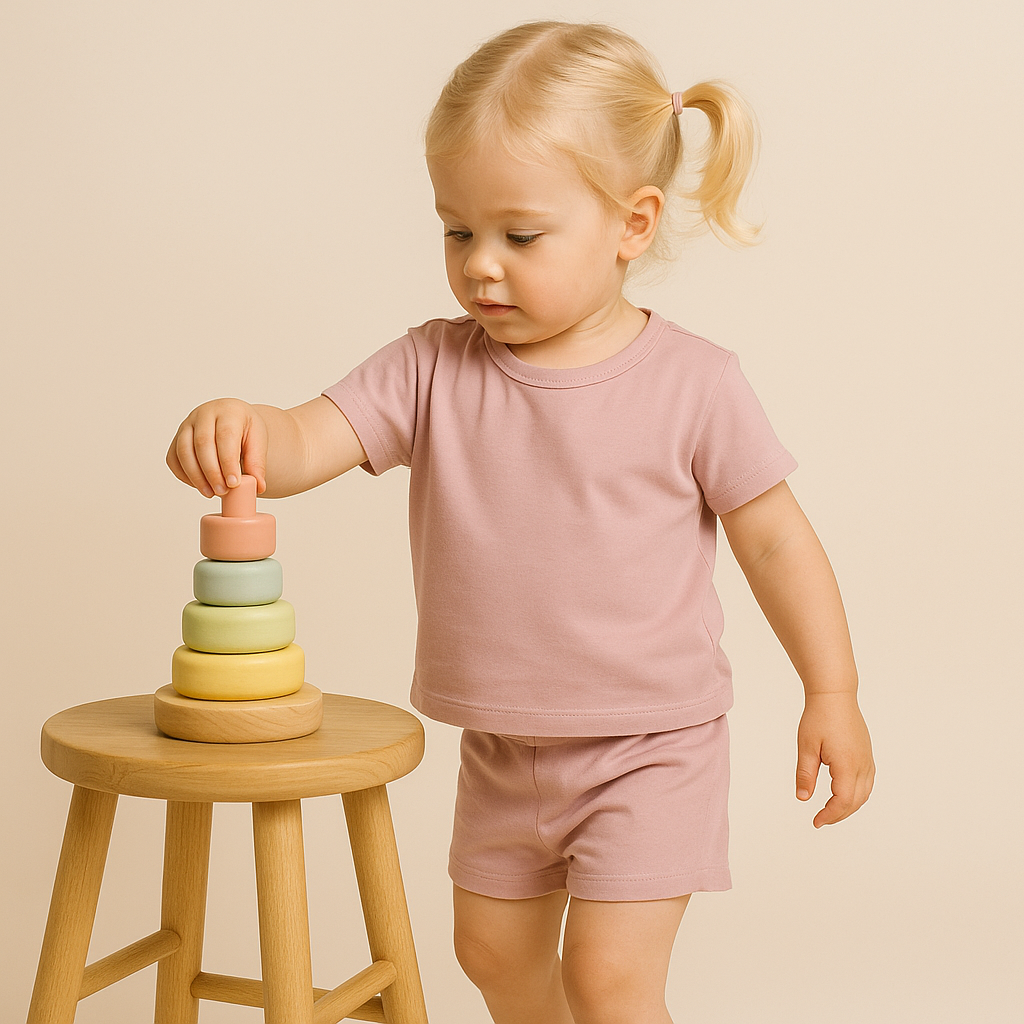 Bamboo Shorts & T-Shirt Set Plum Purple