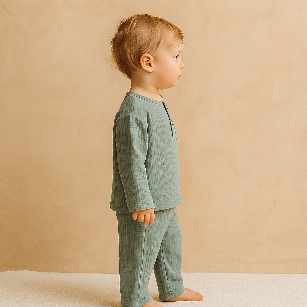 Organic Cotton Muslin Long Sleeve Top and Bottom Set