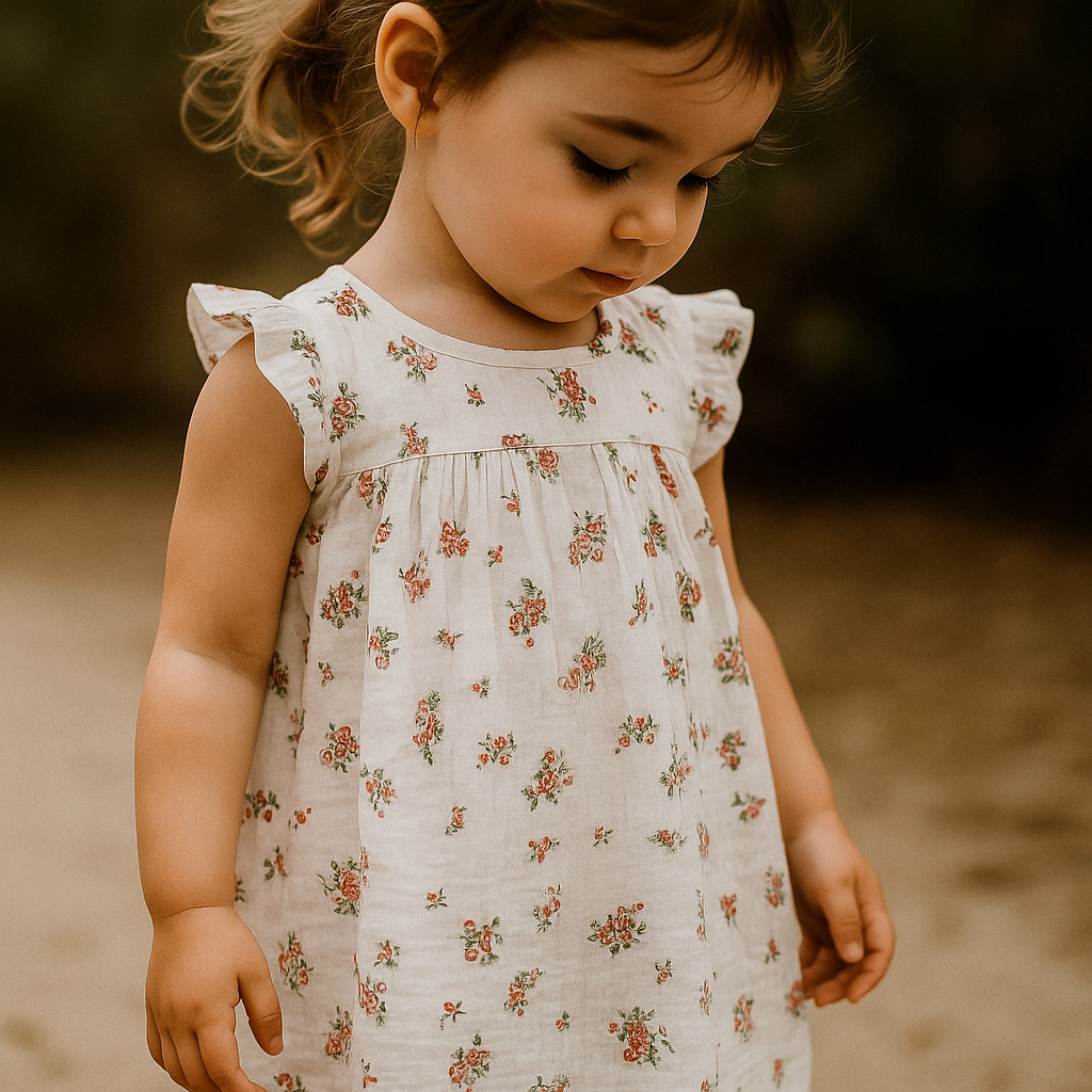 Muslin White Summer Dress For Babies and Kids