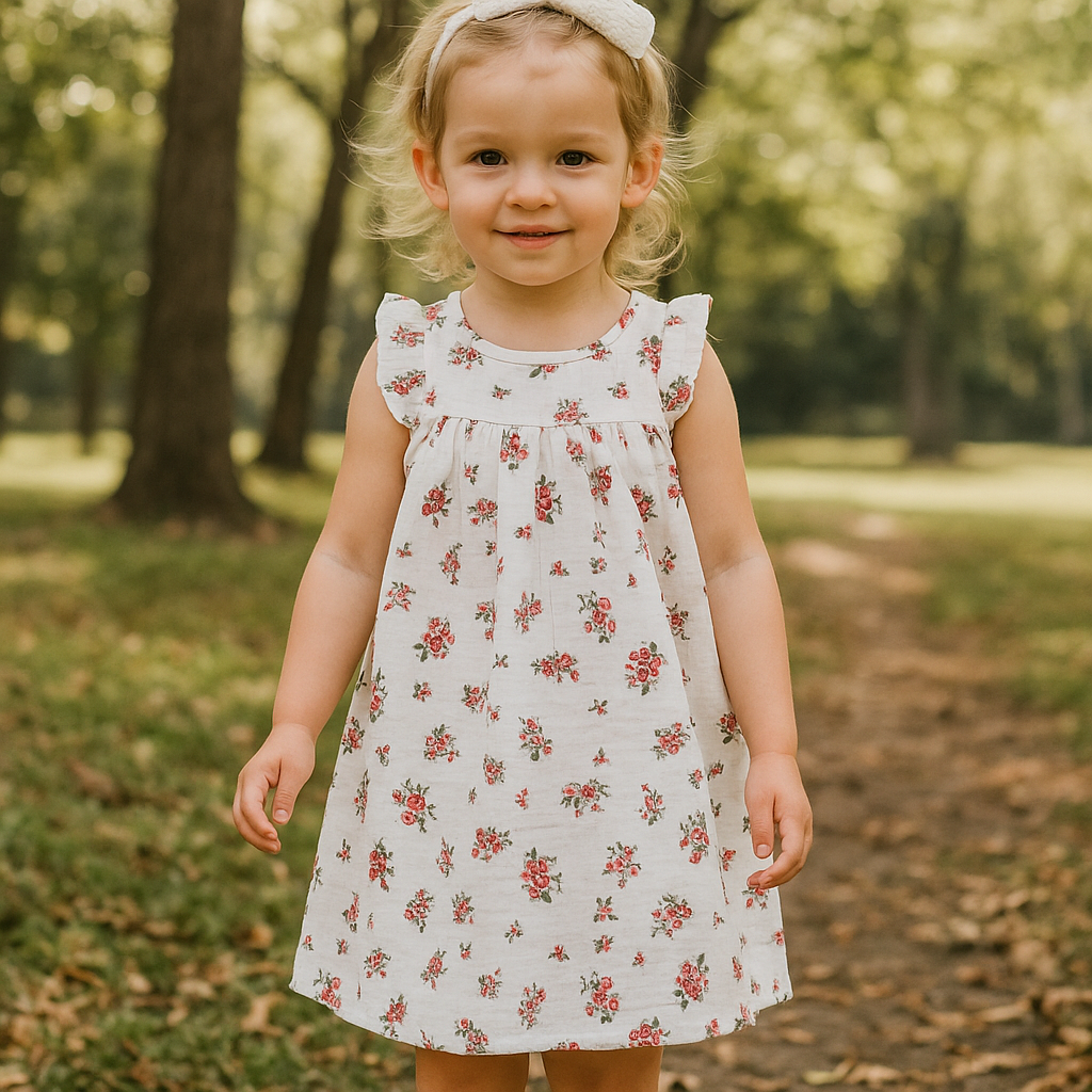 Muslin White Summer Dress For Babies and Kids
