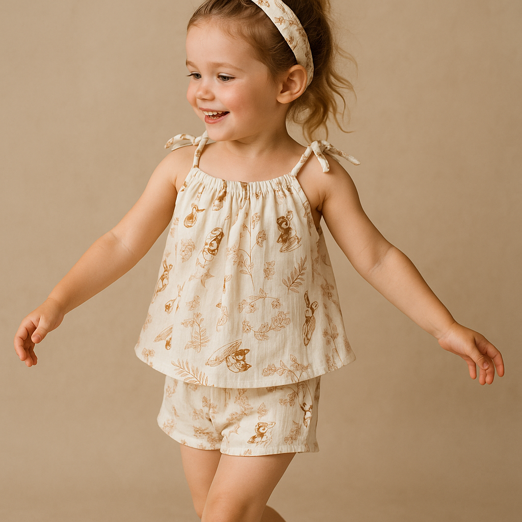 Organic Cotton Tie-Top Set Mushroom Meadow