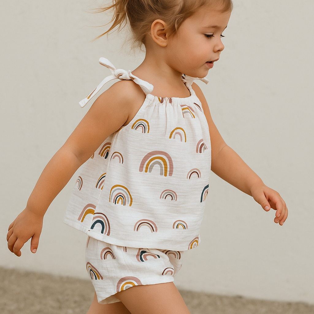 Organic Cotton Tie-Top Set Earthy Rainbows