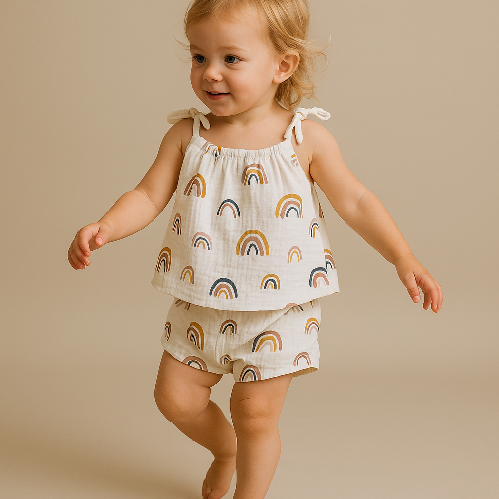 Organic Cotton Tie-Top Set Earthy Rainbows