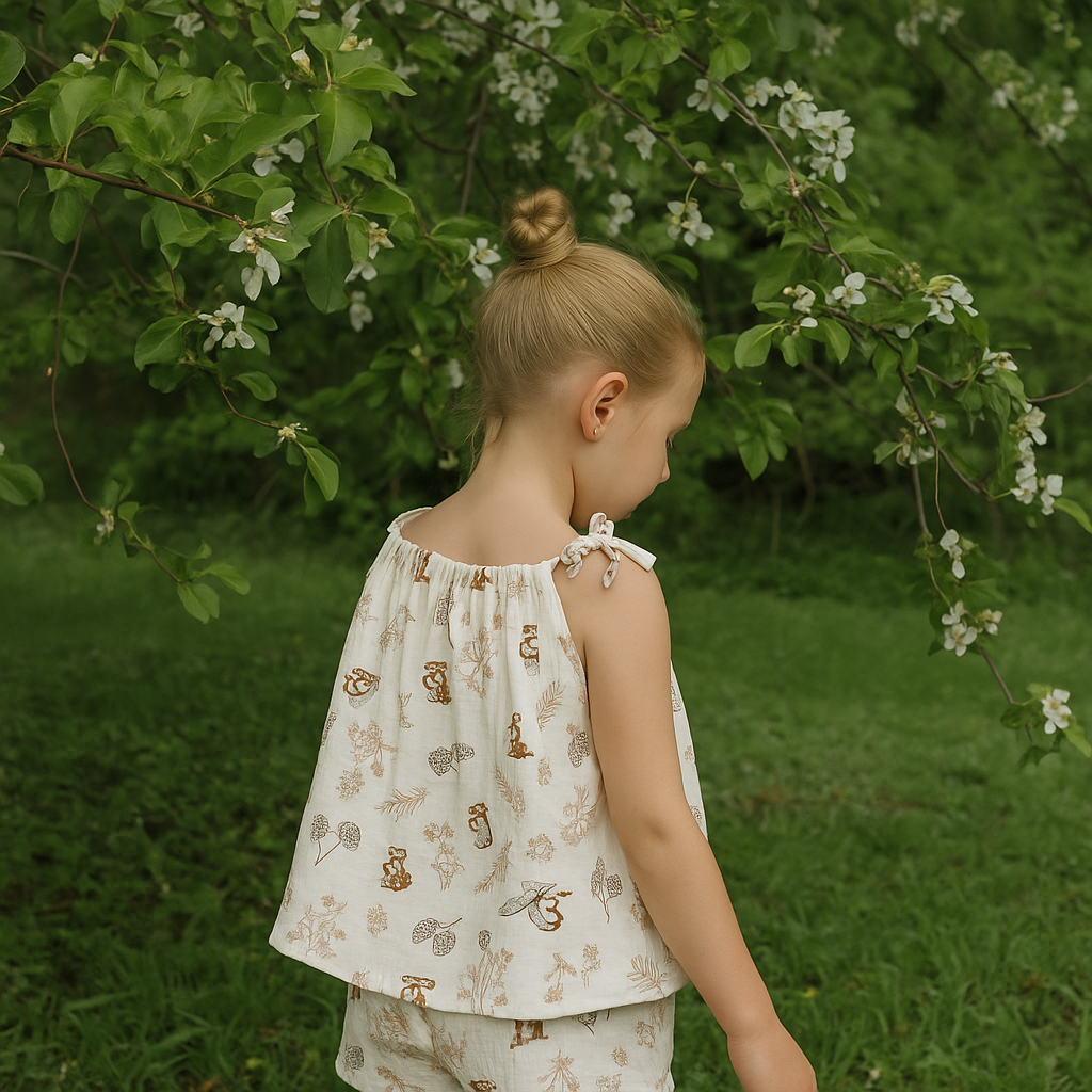 Organic Cotton Tie-Top Set Mushroom Meadow