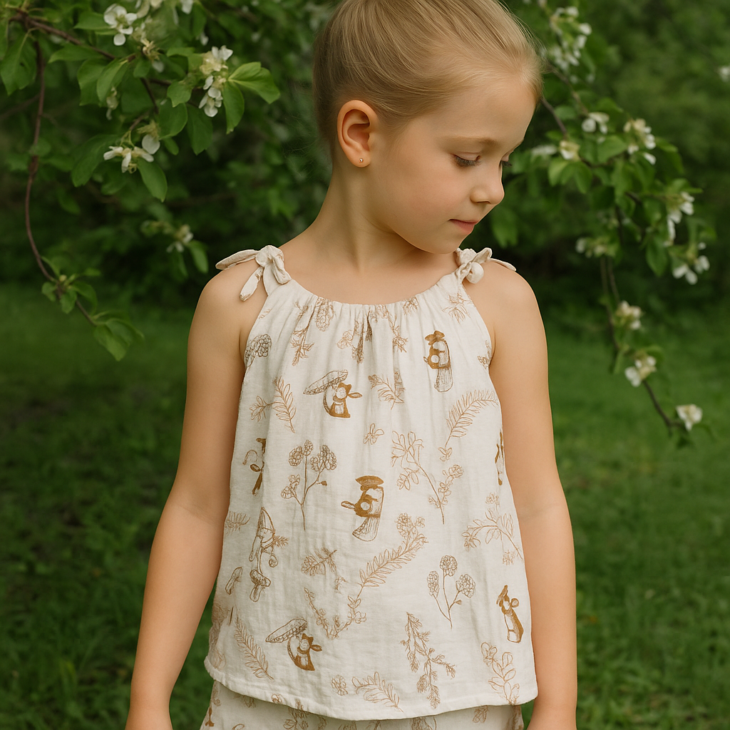 Organic Cotton Tie-Top Set Mushroom Meadow