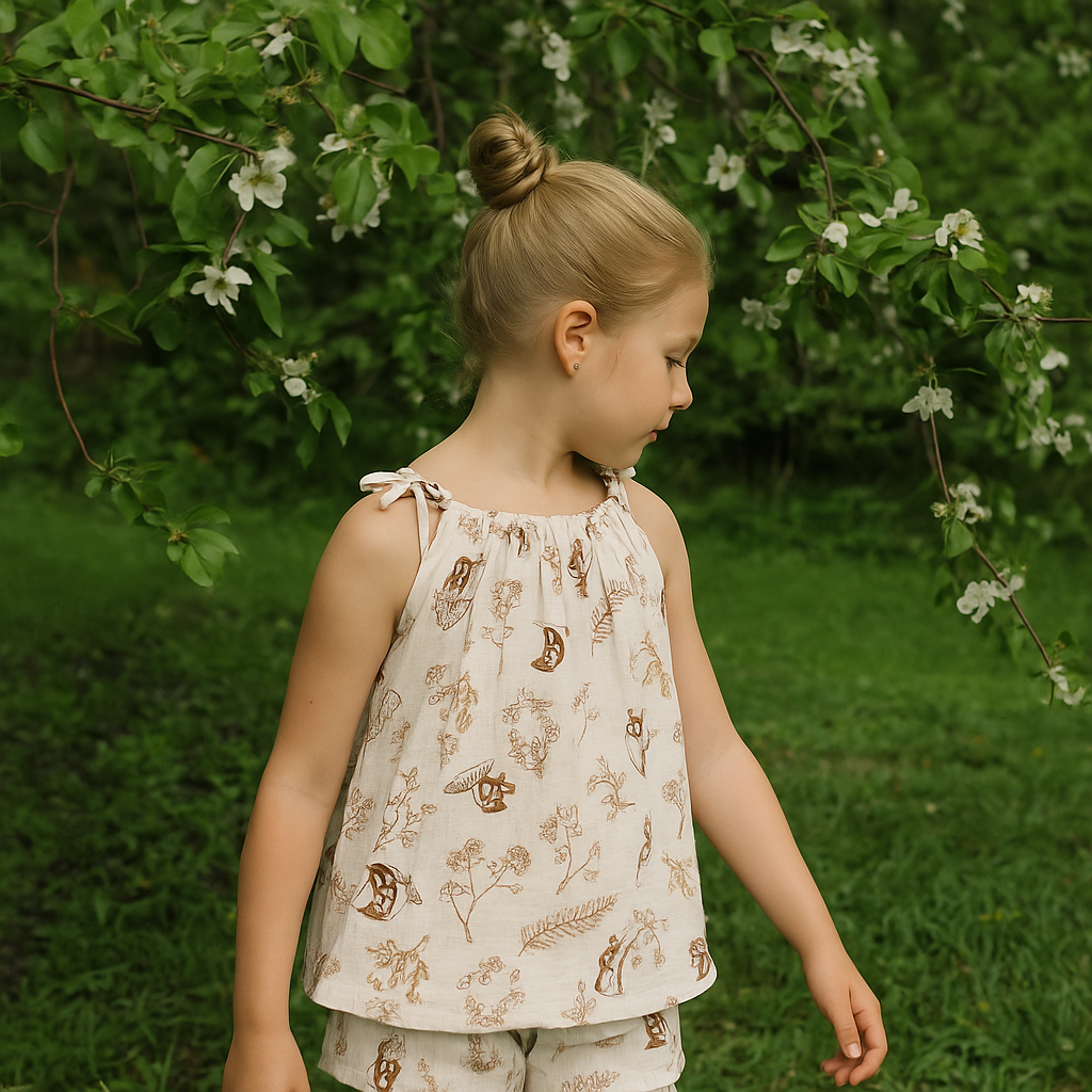 Organic Cotton Tie-Top Set Mushroom Meadow