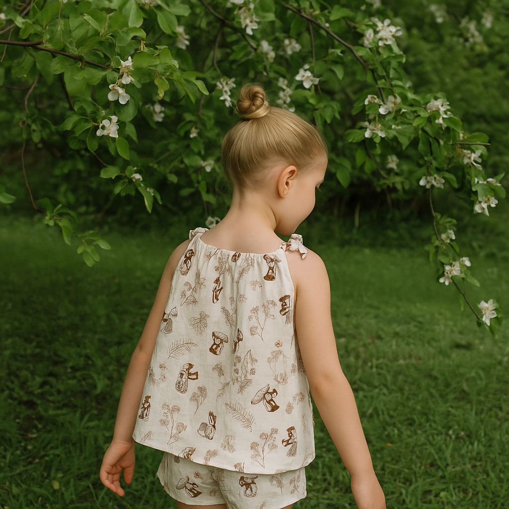 Organic Cotton Tie-Top Set Mushroom Meadow