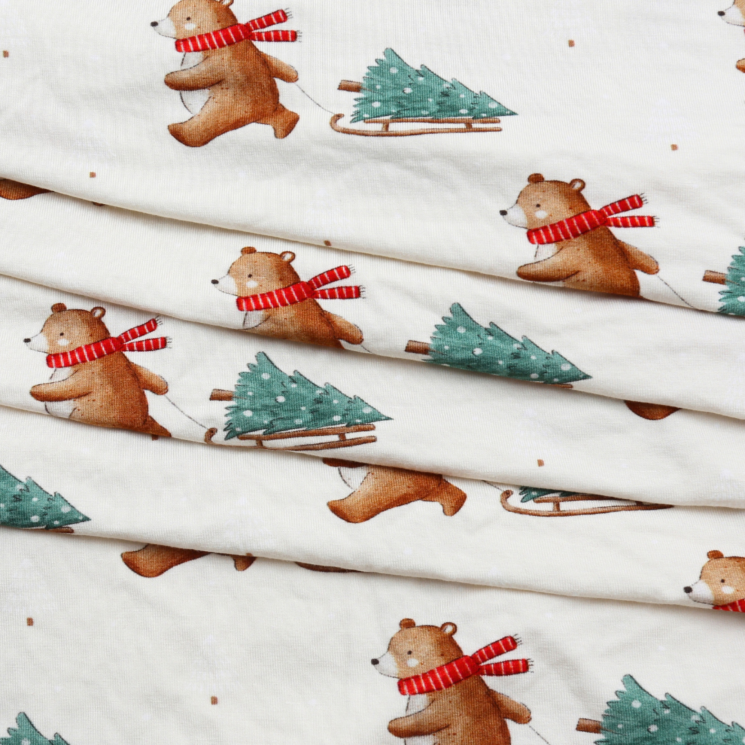 Bamboo Fitted Crib Sheet Winter Bear