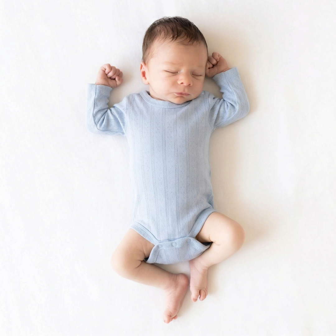 Organic Cotton Pointelle Kimono Baby Bodysuit